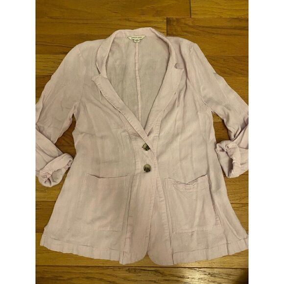 American Eagle Women's pink Linen-Blend Blazer With Button Closure size medium - Picture 1 of 8